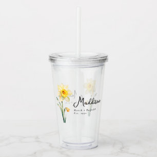 March Birth Month Flower Daffodil Personalised Acrylic Tumbler