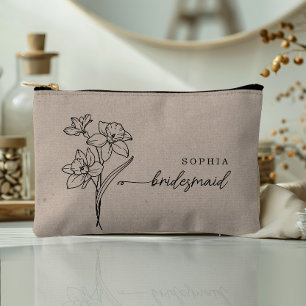 March Birth Month Flower Personalised Bridesmaid Accessory Pouch