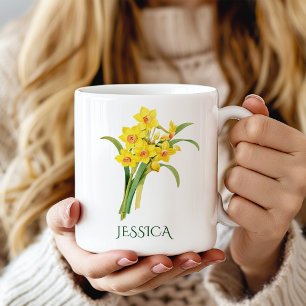 March Birth Month Flower Yellow Daffodil Coffee Mug