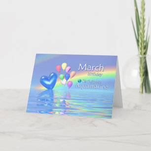 March Birthday Aquamarine Heart Card