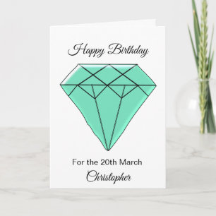 March Birthday Card - Aquamarine