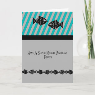 March Birthday Card for Pisces with Fish