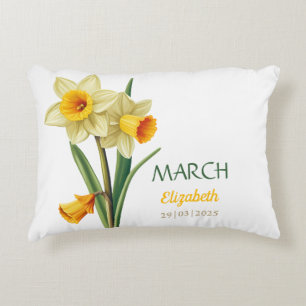 March Birthday Daffodil Birth Flower Personalised Decorative Cushion
