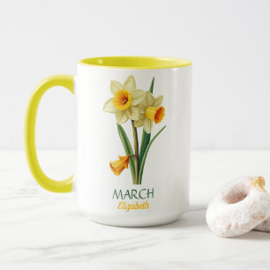 March Birthday Daffodil Birth Flower Personalised  Mug