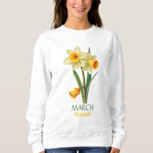 March Birthday Daffodil Birth Flower Personalised Sweatshirt