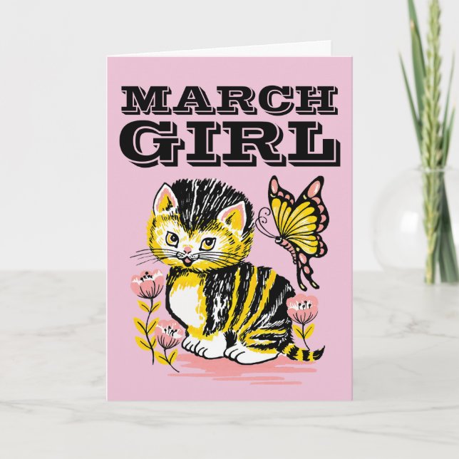 MARCH BIRTHDAY GIRL GREETING CARDS (Front)