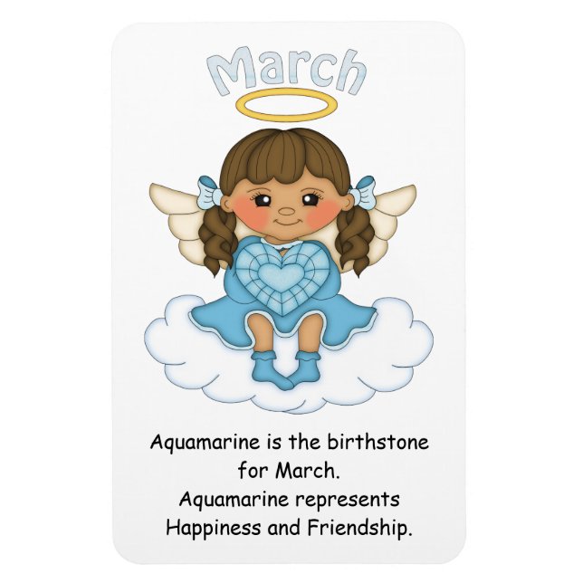 March Birthstone Angel Brunette Premium Magnet (Vertical)