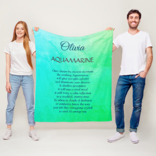 March Birthstone Aquamarine design Fleece Blanket