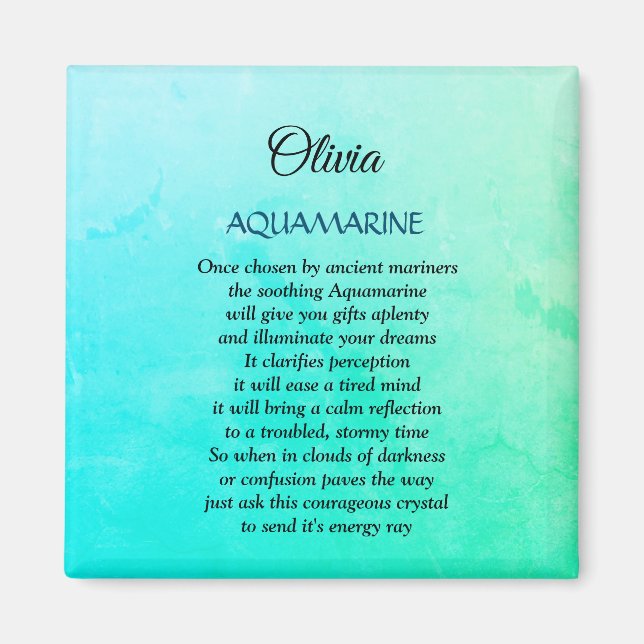 March Birthstone Aquamarine design Magnet (Front)