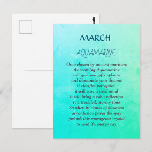 March Birthstone Aquamarine design Postcard