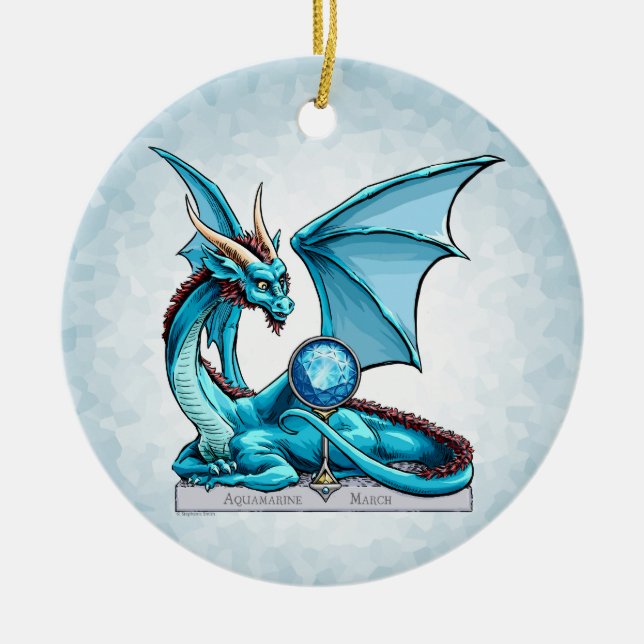 March Birthstone Dragon: Aquamarine Ornament (Front)