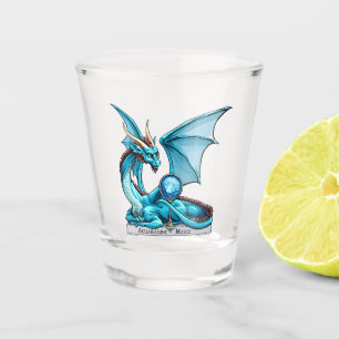 March Birthstone Dragon: Aquamarine Shot Glass