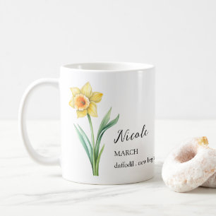 MARCH DAFFODIL BIRTH FLOWER MONTH NAME GIFT COFFEE MUG
