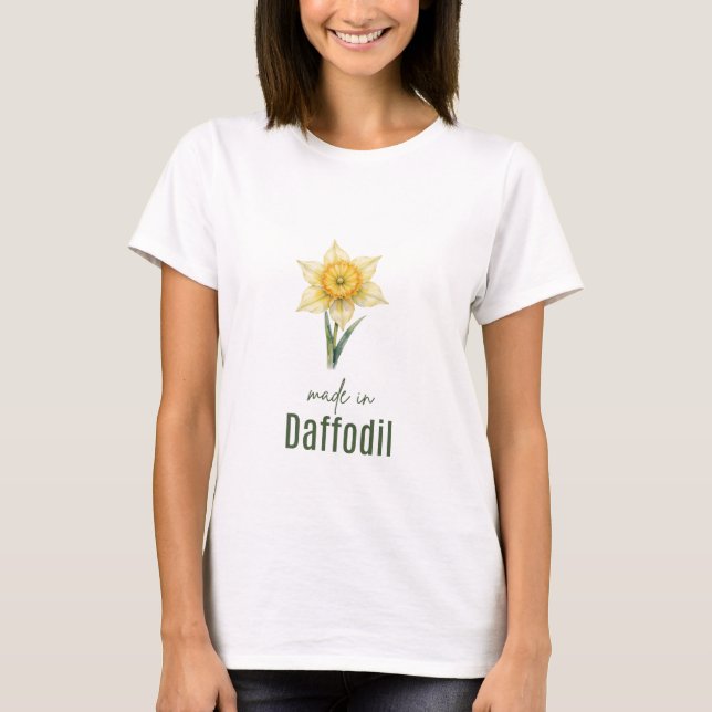 March Daffodil Birth Flower  T-Shirt Watercolor (Front)