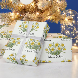 March Daffodil Flowers Wrapping Paper