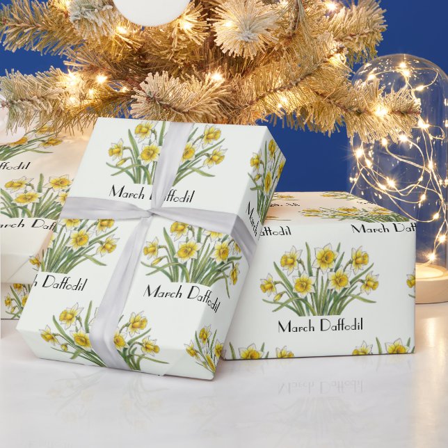 March Daffodil Flowers Wrapping Paper (Holidays)