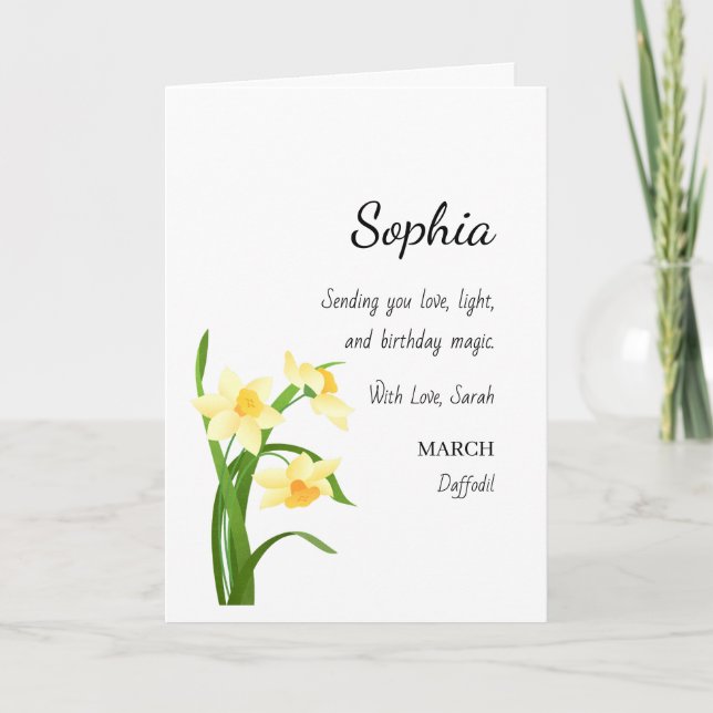 March Daffodil Personalised Birthday Card (Front)