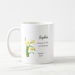 March Daffodil Personalised Birthday Coffee Mug