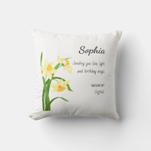 March Daffodil Personalised Birthday Cushion