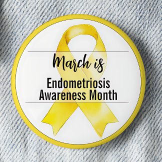 March Endometriosis Awareness Month Ribbon 6 Cm Round Badge