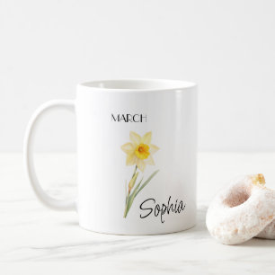 March Flower Personalised Coffee Mug