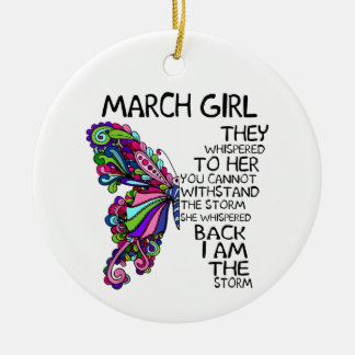 March Girl She Whispered Back I Am Storm Butterfly Ceramic Tree Decoration