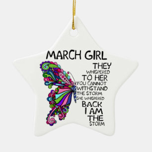 March Girl She Whispered Back I Am Storm Butterfly Ceramic Tree Decoration