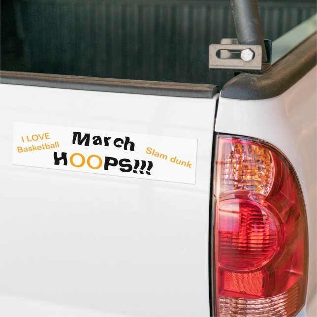 March HOOPS Basketball Bumper Sticker (On Truck)