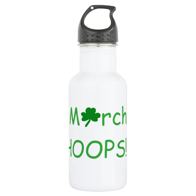 March HOOPS Green Shamrock Fun Basketball 532 Ml Water Bottle (Front)