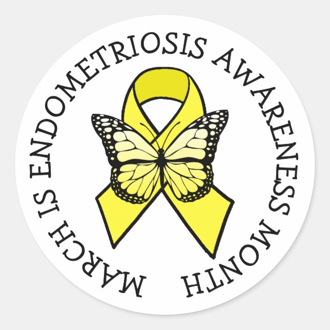 March is Endometriosis Awareness Month Classic Round Sticker (Front)