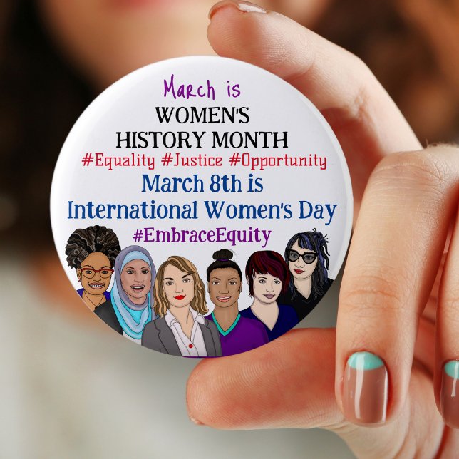 March is International Women's Day    6 Cm Round Badge (Creator Uploaded)