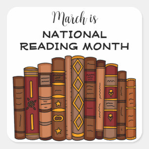March is National Reading Month Square Sticker