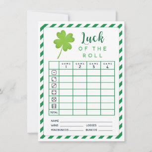 March Luck of the Roll double side bunco scorecard Invitation