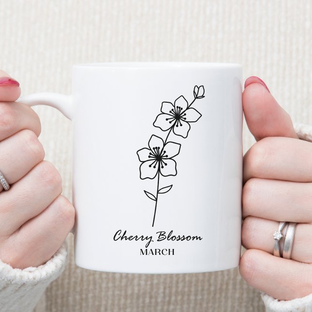March Monogram Birth Month Flower Coffee Mug (Creator Uploaded)