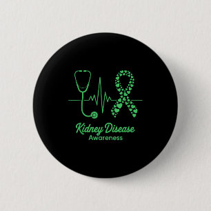 March national kidney disease awareness green 6 cm round badge