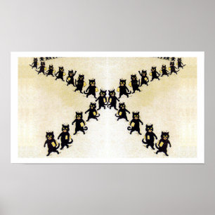 March of black cats, Louis Wain Poster