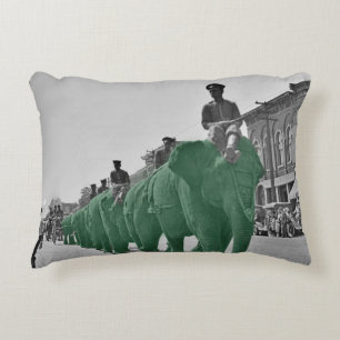 March of the Green Circus Elephants circa 1920 Decorative Cushion