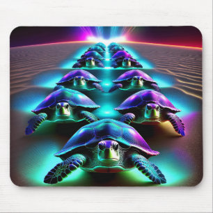 March Of The Neon Turtles Mouse Mat
