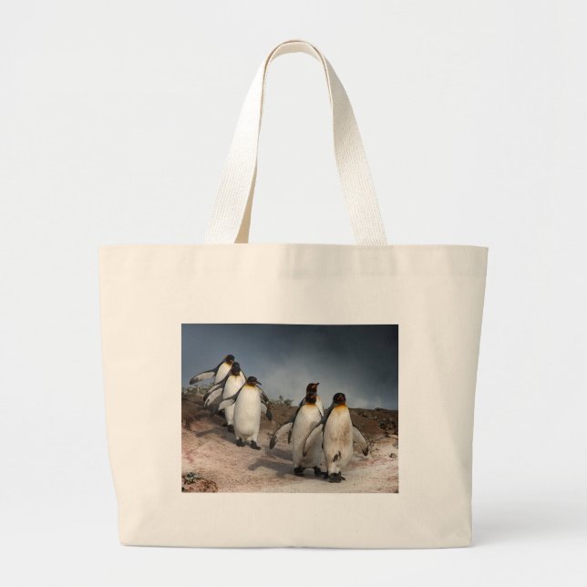 March of the Penguins Large Tote Bag (Front)