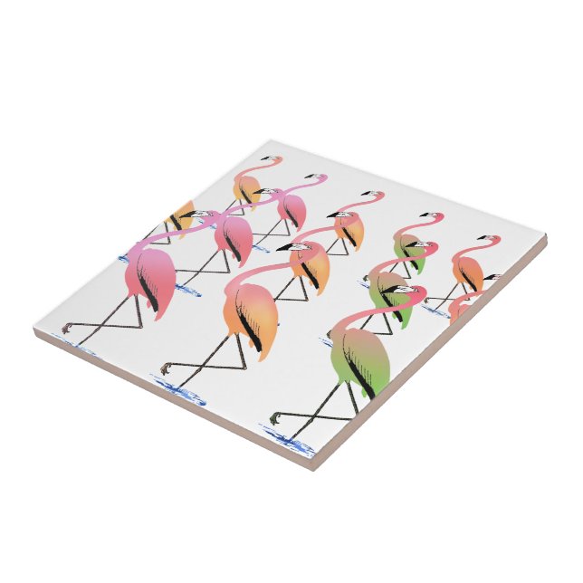 March of the Tropical Flamingos Tile (Side)