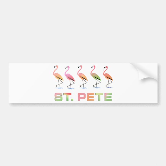 March of Tropical Flamingos - St Pete Bumper Sticker (Front)