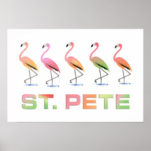 March of Tropical Flamingos - St Pete Poster