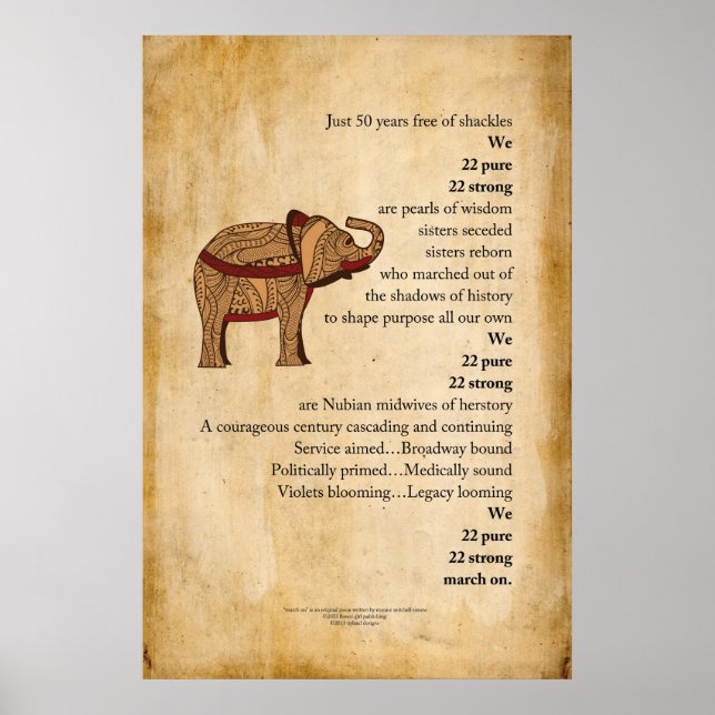 "March On"  Poem Elephant Parchment Poster (Front)