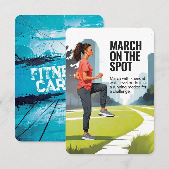March On The Spot Fitness Card with Blue Backing (Front/Back)