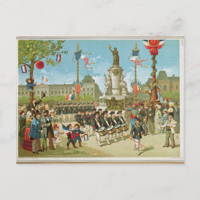 March-Past in the Place de la Republique Postcard (Front)