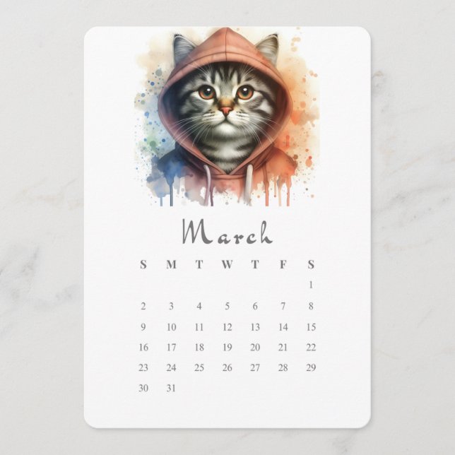 March Stand-Alone Calendar Kitty Cat Splash Art Menu (Front)