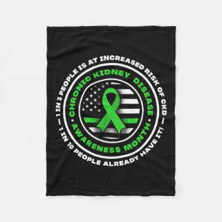 March We Wear Green Rainbow Kidney Disease Fleece Blanket