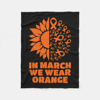 March We Wear Sunflower Multiple Sclerosis Awarene Fleece Blanket