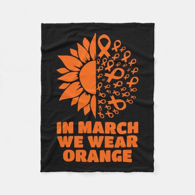 March We Wear Sunflower Multiple Sclerosis Awarene Fleece Blanket (Front)