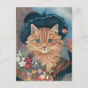 Marchande de fleurs chat postcard